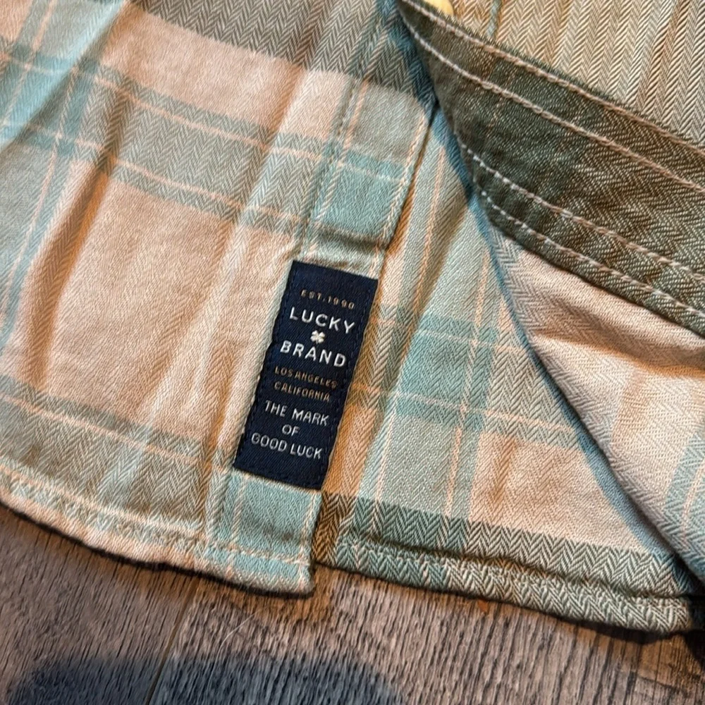 Lucky Brand Herringbone Western Workwear Button Down Shirt Medium New With Tags